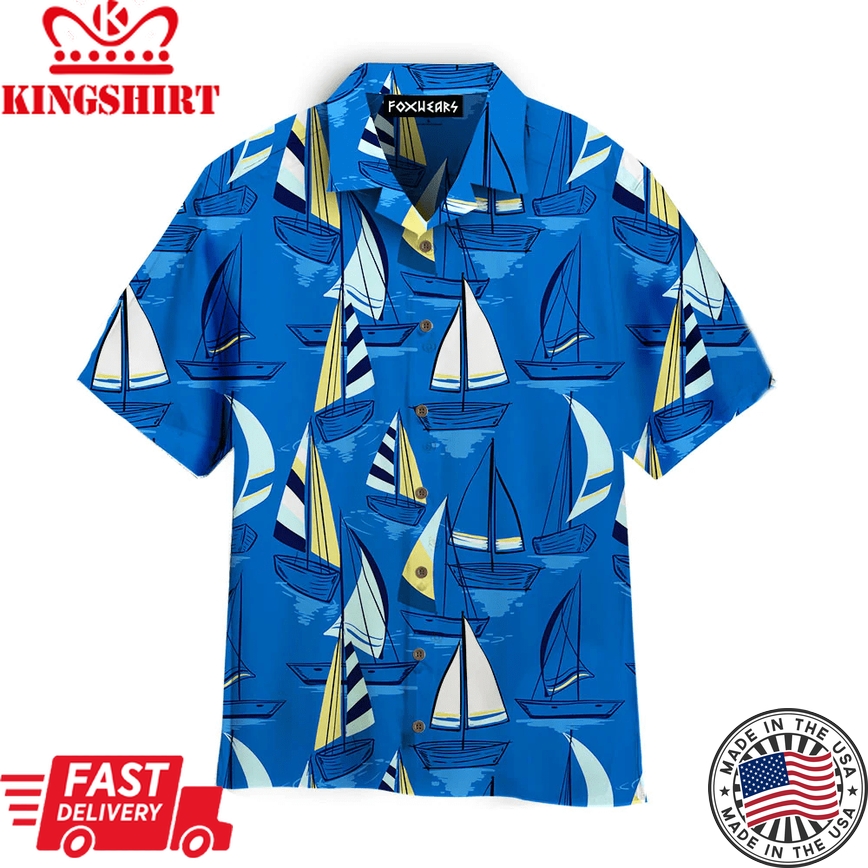 Summer Sailboat Pattern Aloha Trendy Hawaiian Shirts