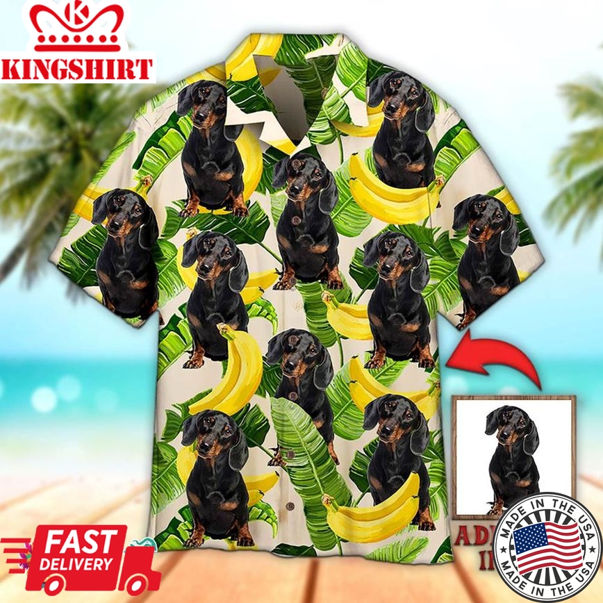 Summer Tropical Banana Dachshund Summer Custom 3D Hawaiian Aloha Beach Shirt