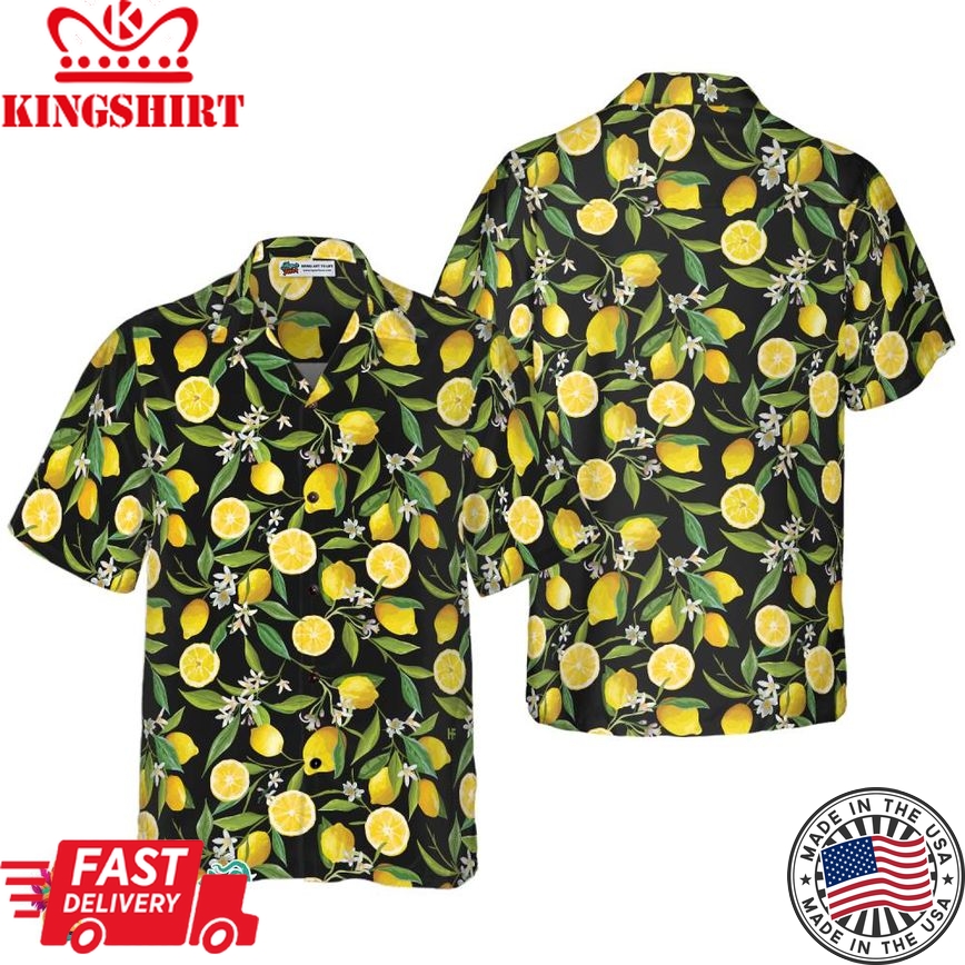 Summertime Watercolor Lemon Hawaiian Shirt