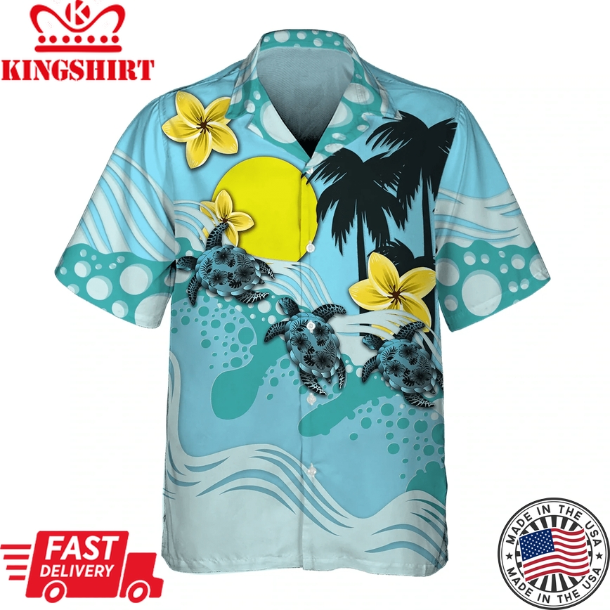 Sun And Turtle 3D Trendy Hawaiian Shirt, Turtle Trendy Hawaiian Shirt For Men And Women