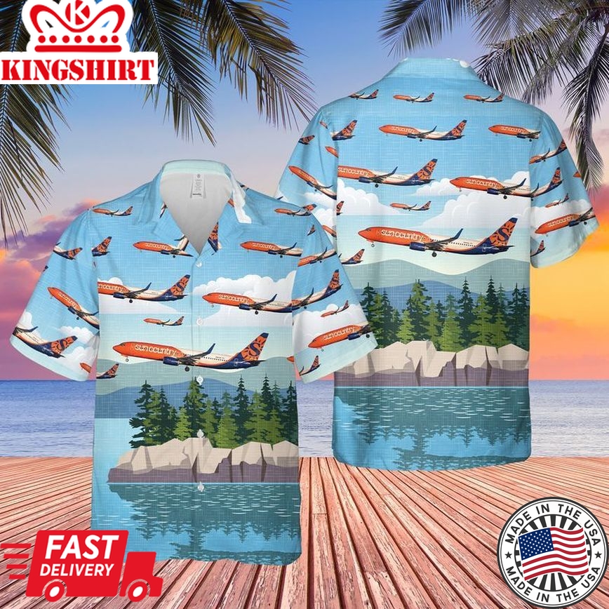 Sun Country Airlines Boeing 737-83N Trendy Hawaiian Shirt