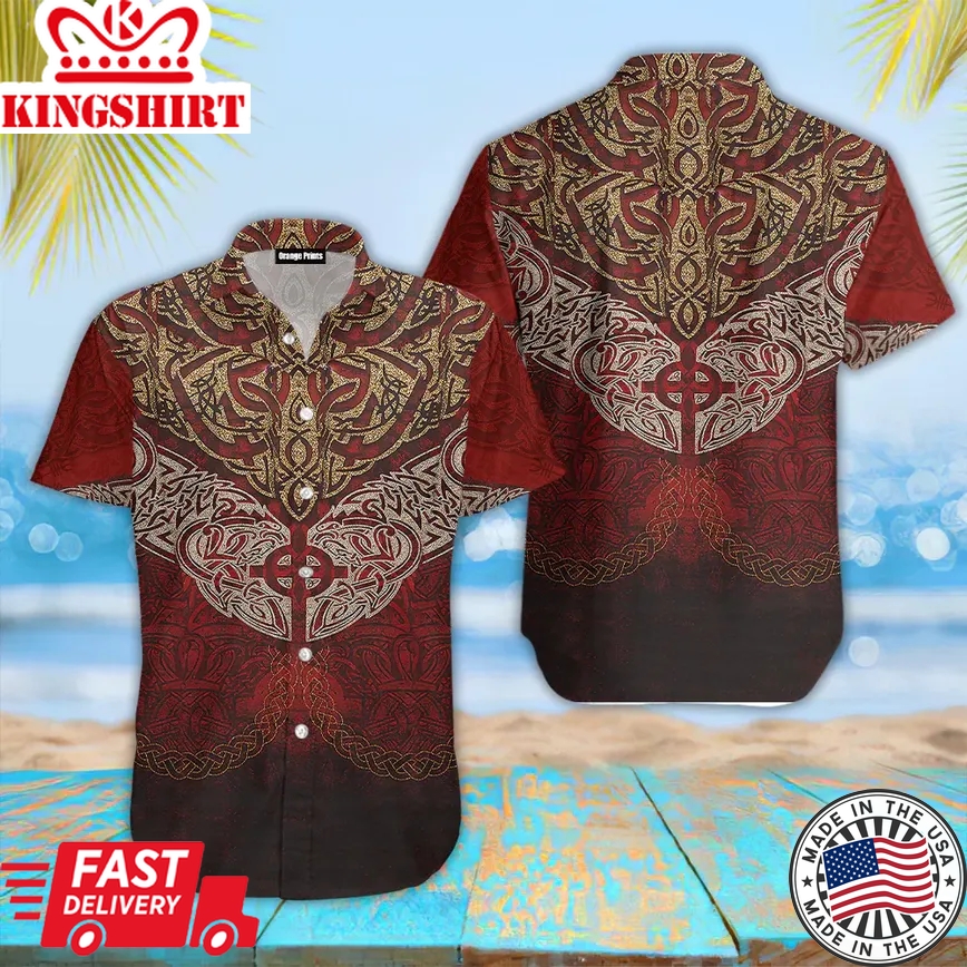 Sun Cross Fenrir Skoll And Hati Viking Trendy Hawaiian Shirt For