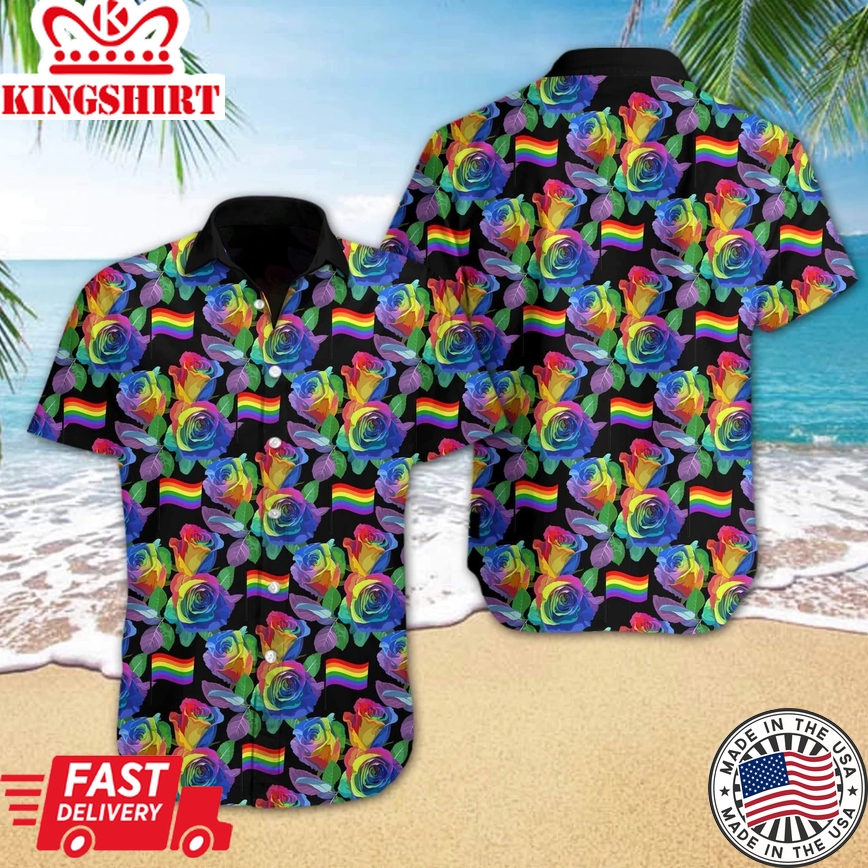 Sunflower Lgbt Hawaiian Shirt, Rainbow Flower Hawaiian Shirt, Sunflower Pride Shirt