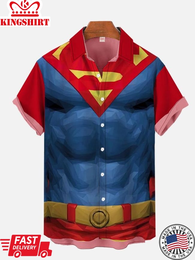 Superman Dress Up Short Sleeve Aloha Hawaiian Shirt