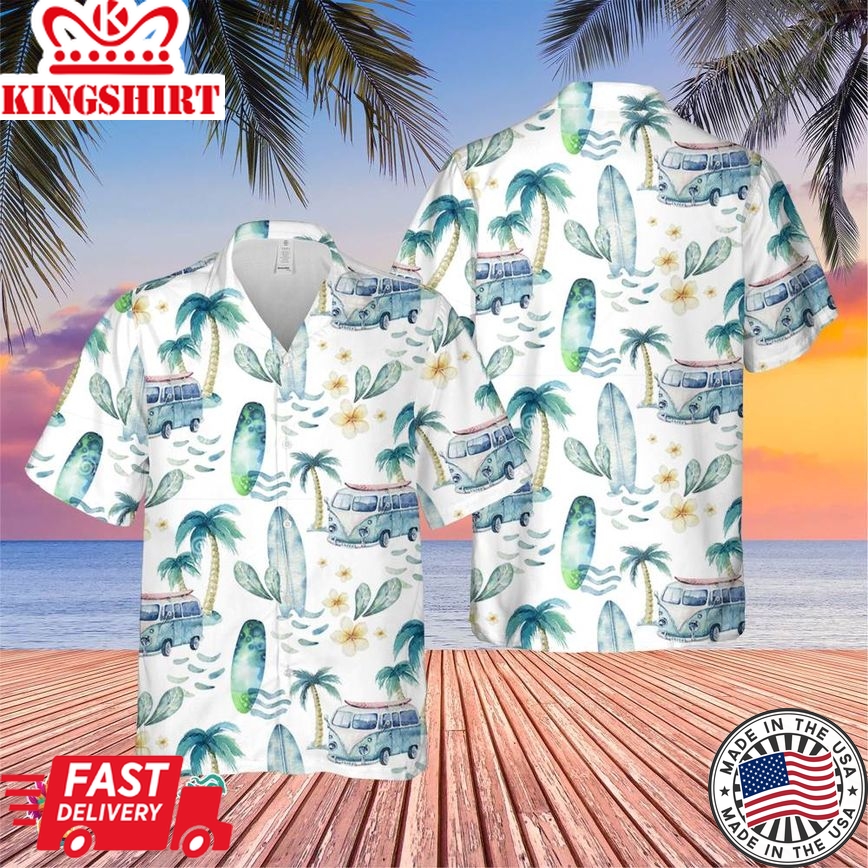 Surf-Man-Woman-Surfers-Silhouettes-Surfboard-Wave-Ocean-Summer Trending Hawaiian Shirt, Summer Vacation Hawaiian Shirt