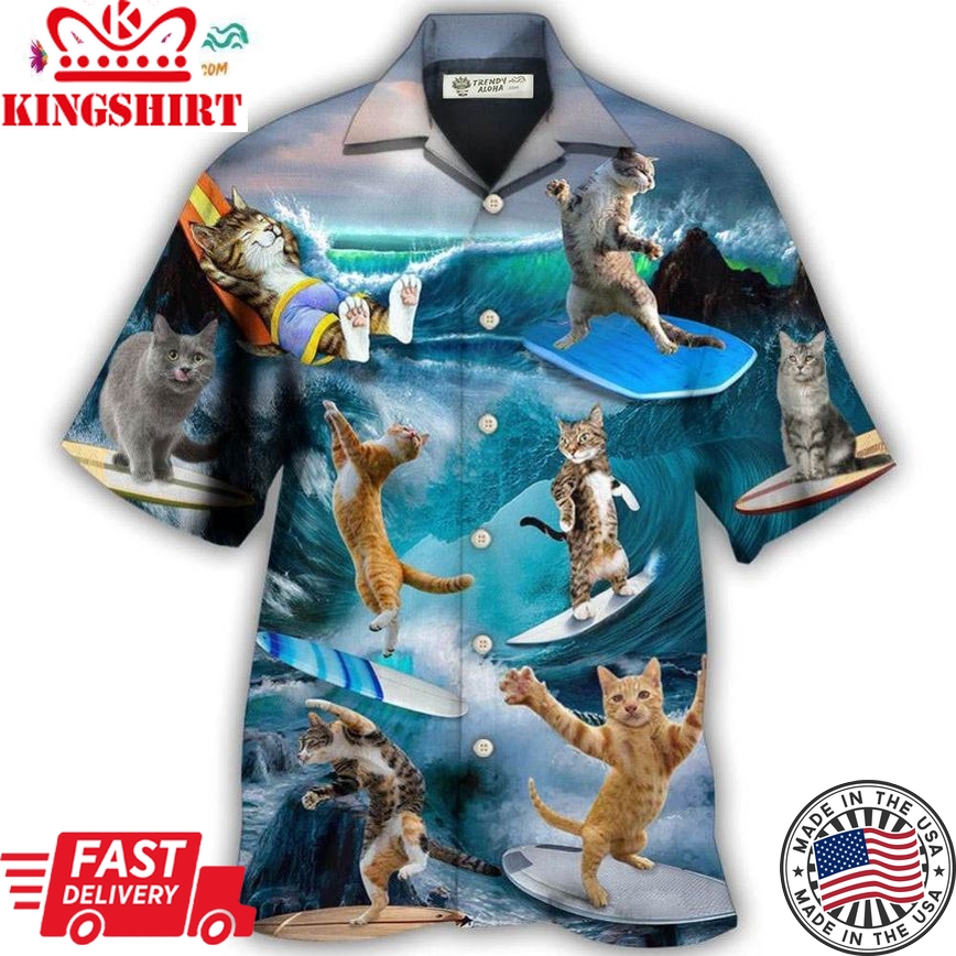 Surfing Cute Cats Style Hawaiian Shirt