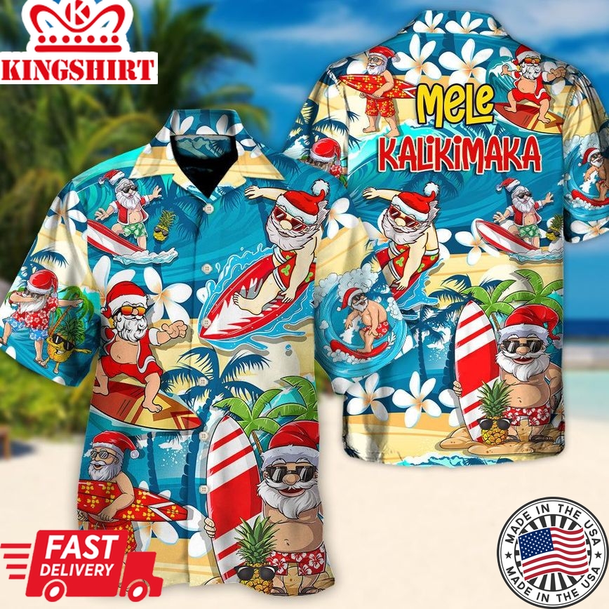 Surfing Funny Santa Mele Kalikimaka Christmas In July Surfing Lover