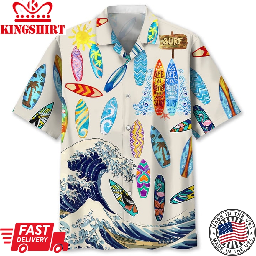 Surfing Lovers Trendy Hawaiian Shirt