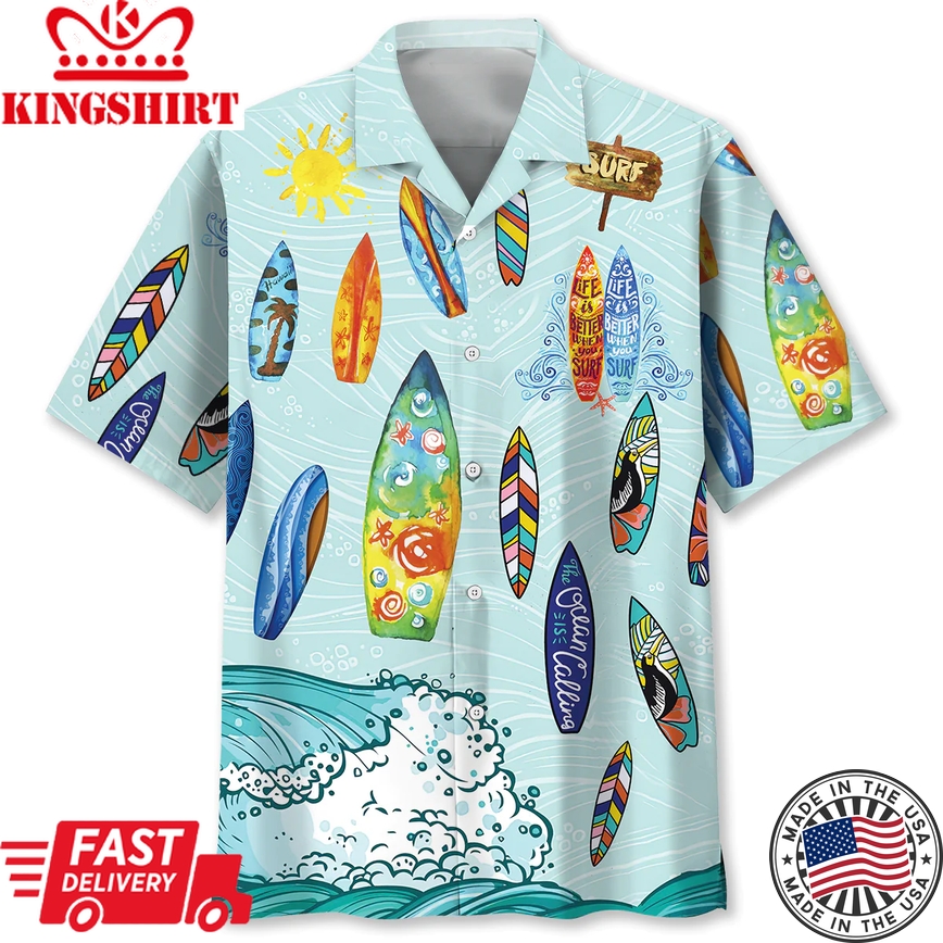 Surfing Ocean Trendy Hawaiian Shirt