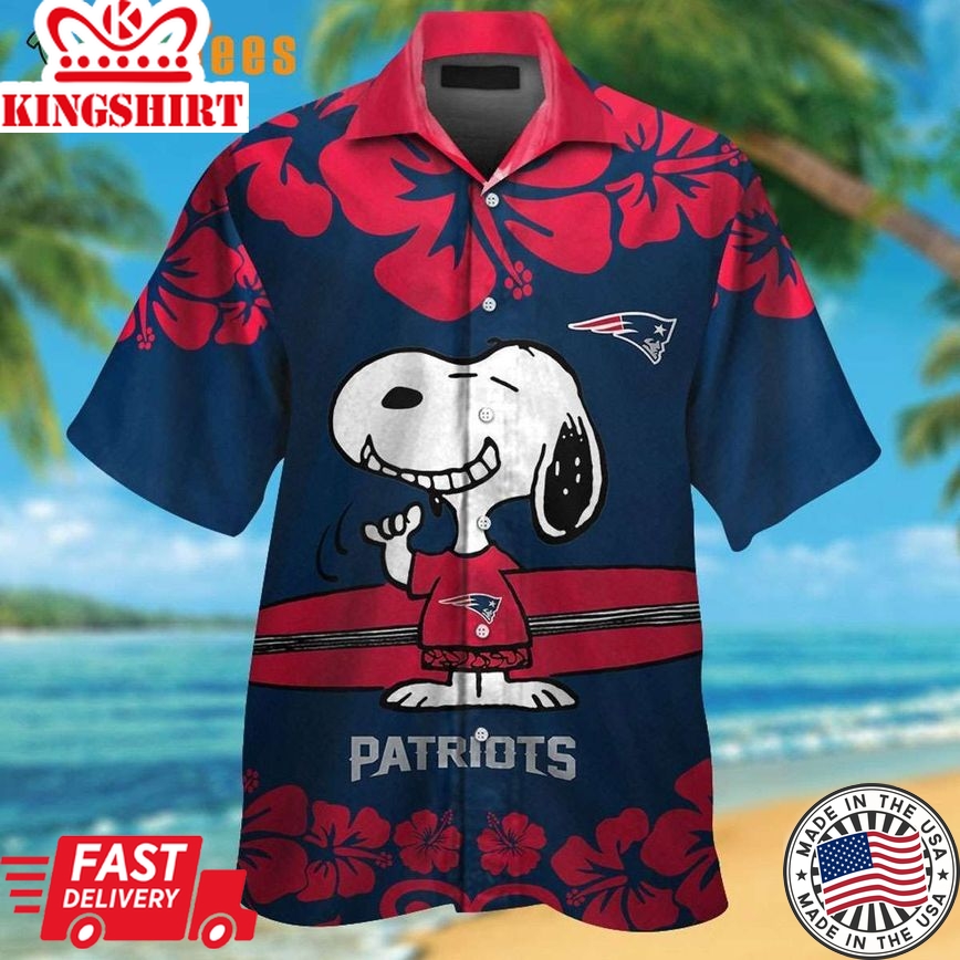 Surfing Snoopy Patriots Trendy Hawaiian Shirt, Gifts For Patriots Fans Perfect Gifts For Your Loved Ones