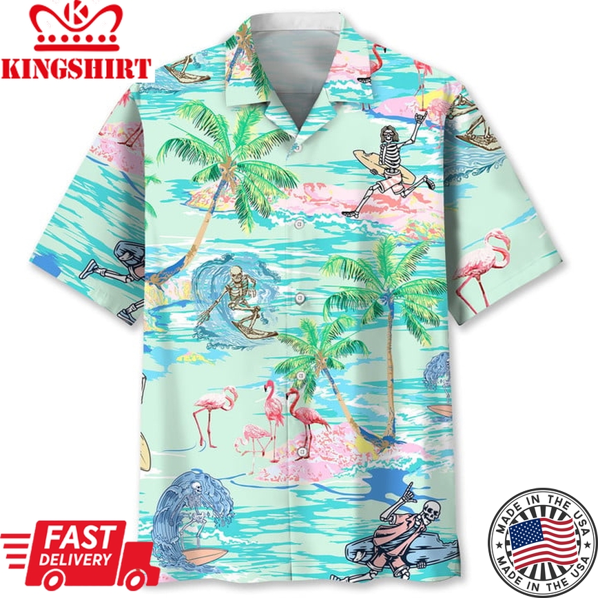 Surfing Tropical Skull Hawaii Shirt