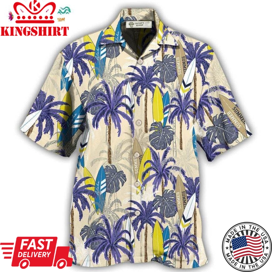 Surfing Tropical Tree Hawaiian Shirt