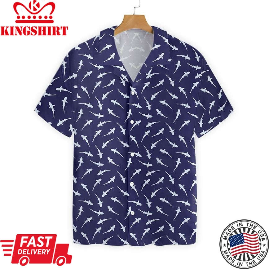 Surfing with Sharks: Shark Theme Hawaiian Beach Shirt