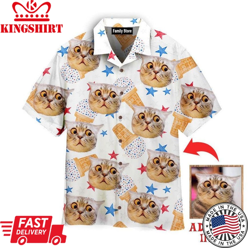 Surprised Cat Thinking About Ice Cream Custom Hawaiian Shirt