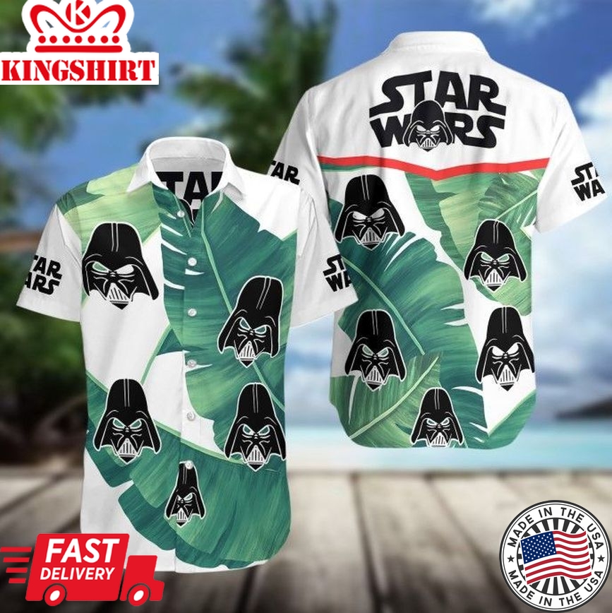 Sw Hawaii Shirt Darth Vader Heads Silhouette Pattern Tropical White Hawaiian Shirt Aloha Shirt