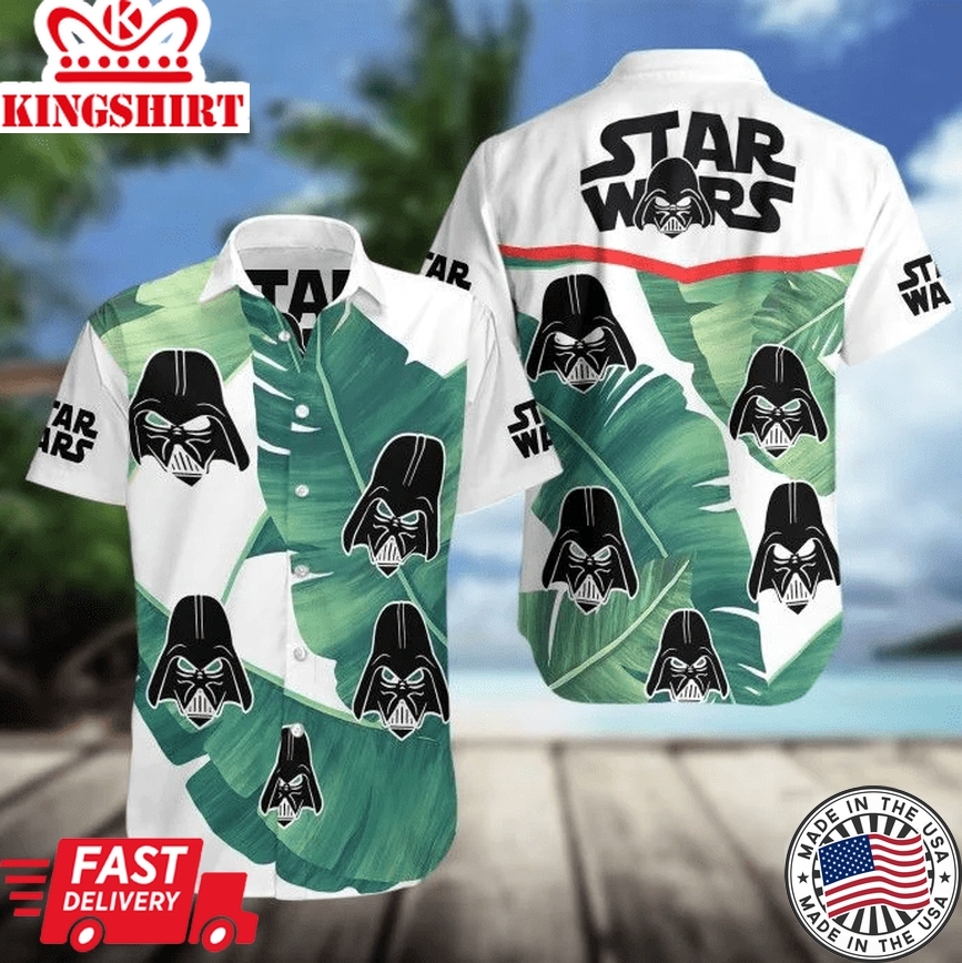 Sw Hawaii Shirt Darth Vader Heads Silhouette Pattern Tropical White Trendy Hawaiian Shirt Aloha Shirt 2022