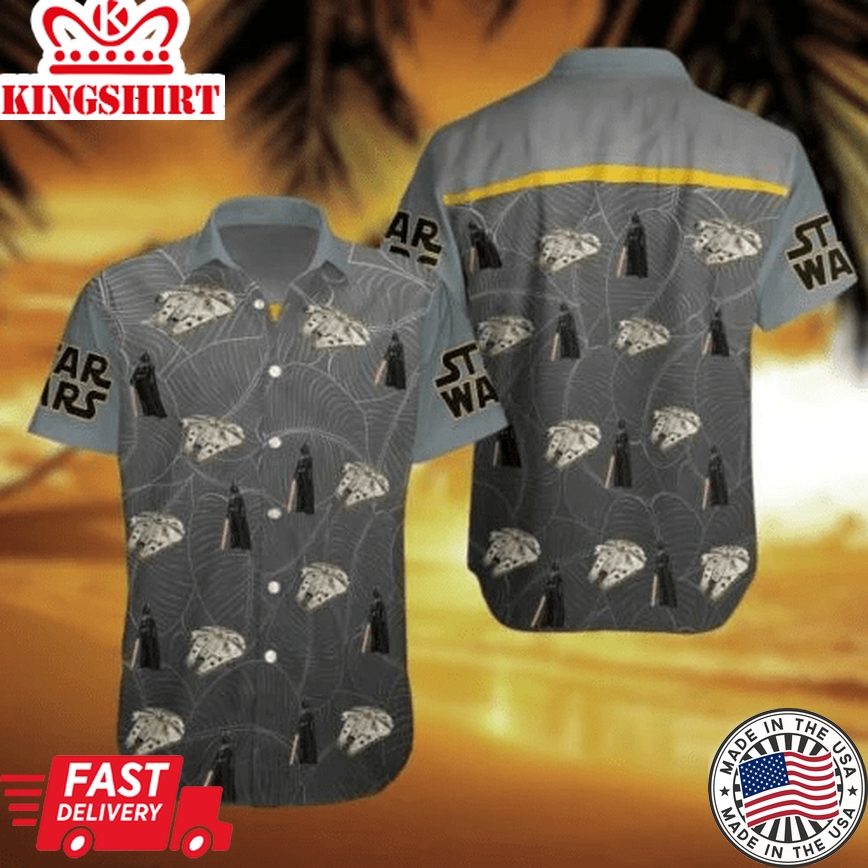 Sw Hawaii Shirt Darth Vader Millennium Falcon Grey Trendy Hawaiian Shirt Aloha Shirt 2022