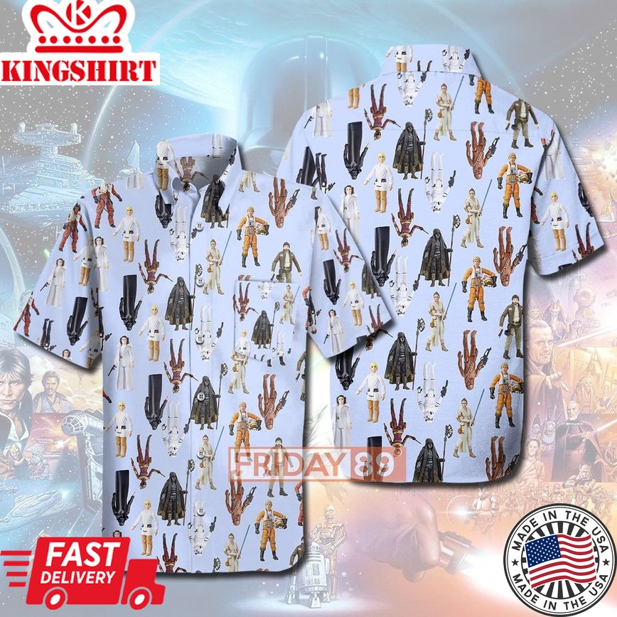 Sw Hawaiian Shirt Retro Action Figures Hawaii Tshirt Sw Aloha Shirt