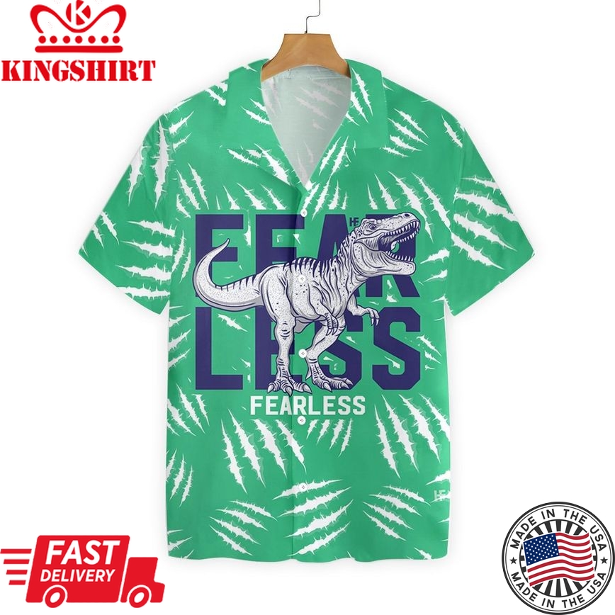 T-Rex Dinosaur Aloha Shirt Fearless T-Rex Dinosaur Hawaiian Shirt