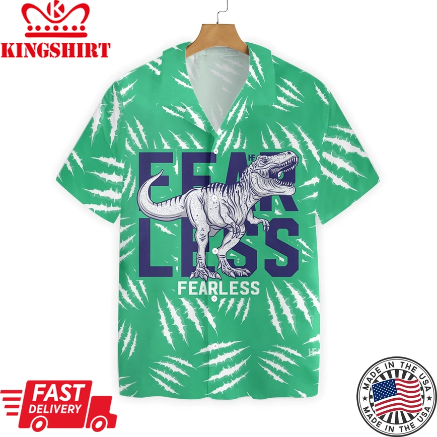 T-Rex Dinosaur Aloha Shirt Fearless T-Rex Dinosaur Trendy Hawaiian Shirt Dinosaur Aloha Shirt