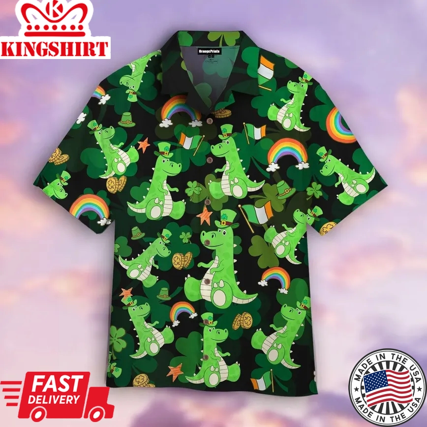 T Rex Love St Patrick Day Trendy Hawaiian Shirt For