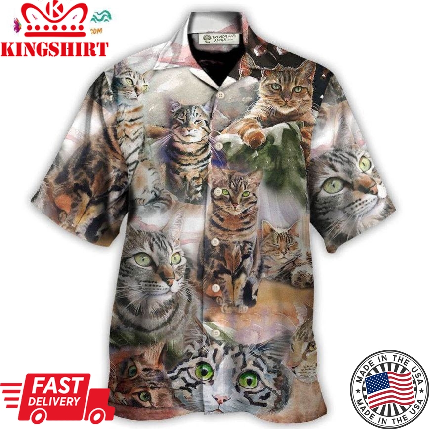 Tabby Cat Art Daily Portrait Hawaiian Shirt