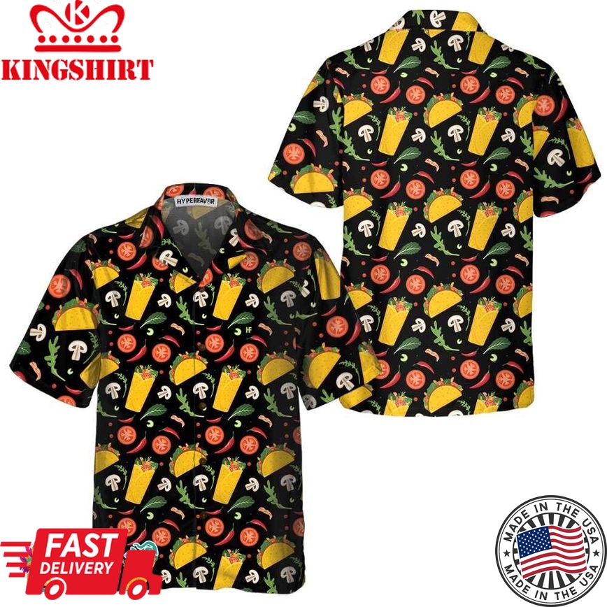 Taco And Burrito Pattern Hawaiian Shirt, Funny Taco Shirt For Men & Women, Gift For Taco Lovers