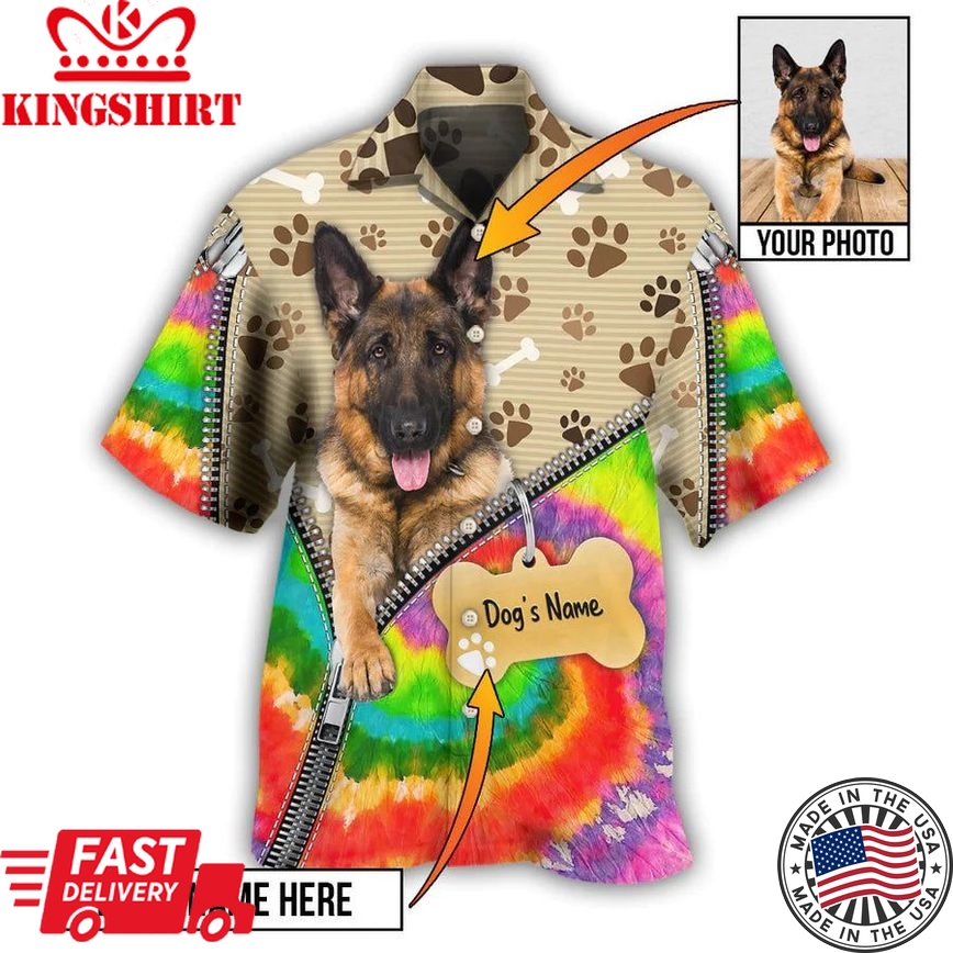 Tailored Tendencies: Personalized German Shepherd Hawaiian Shirt