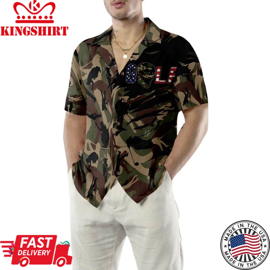 Tattered Camouflage Golf Hawaiian Shirt