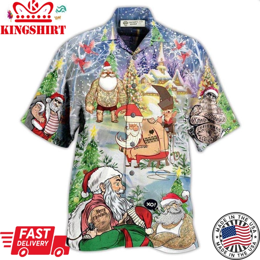 Tattoo Cool Santa Claus Christmas Hawaiian Shirt