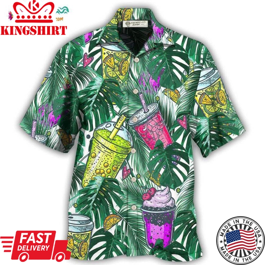 Tea Boba Tea Tropical Leaf Hawaiian Shirt