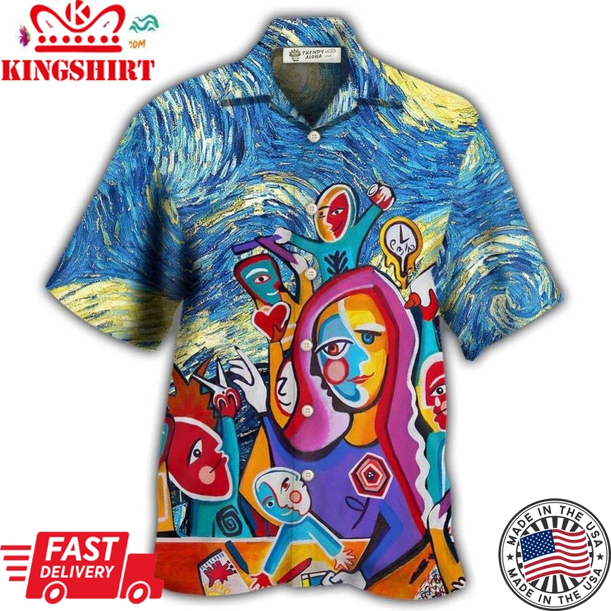 Teacher Art Teacher In Starry Night Hawaiian Shirt