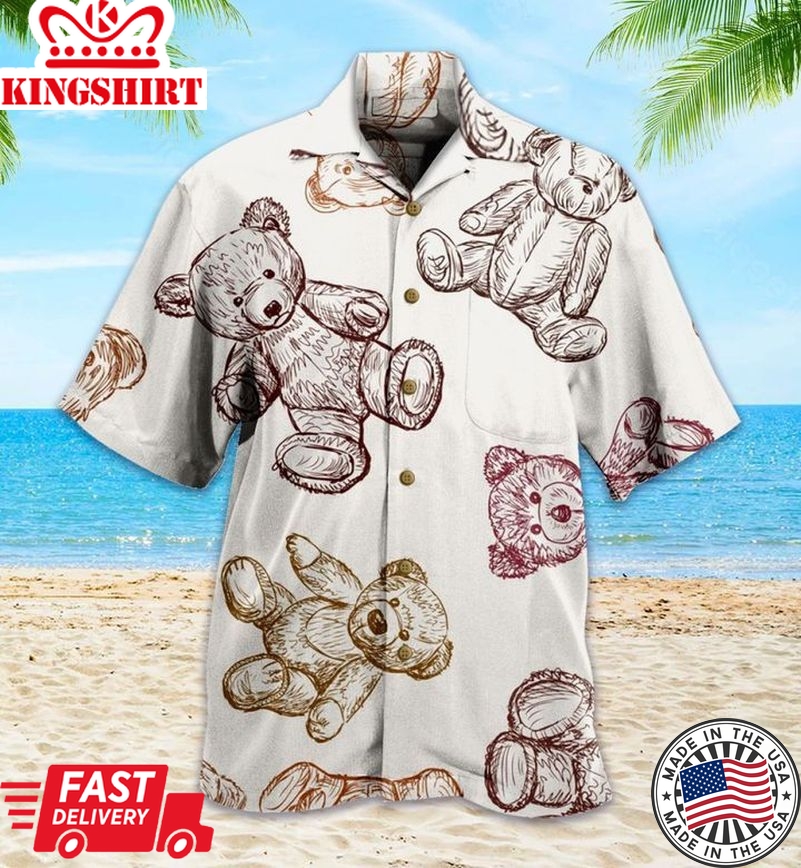 Teddy Bear Brown Trendy Hawaiian Shirt 3D, Bear Lover Trendy Hawaiian Shirt For Summer Gifts