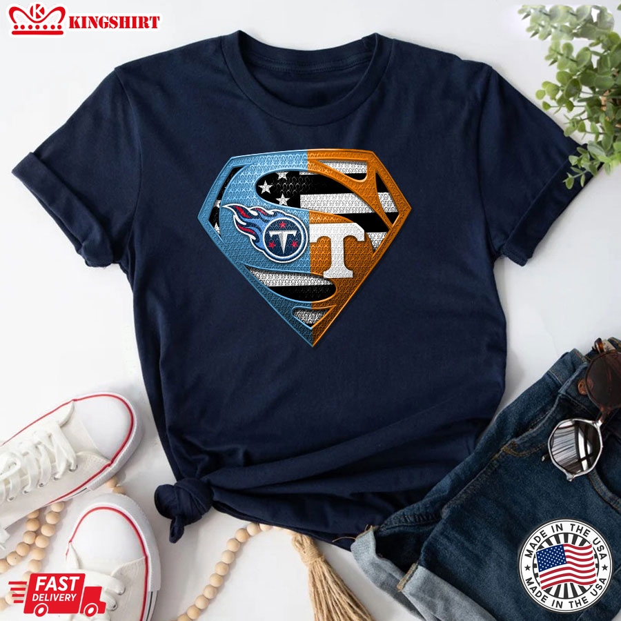 Tennessee Titans And Tennessee Volunteers Superman T-Shirt