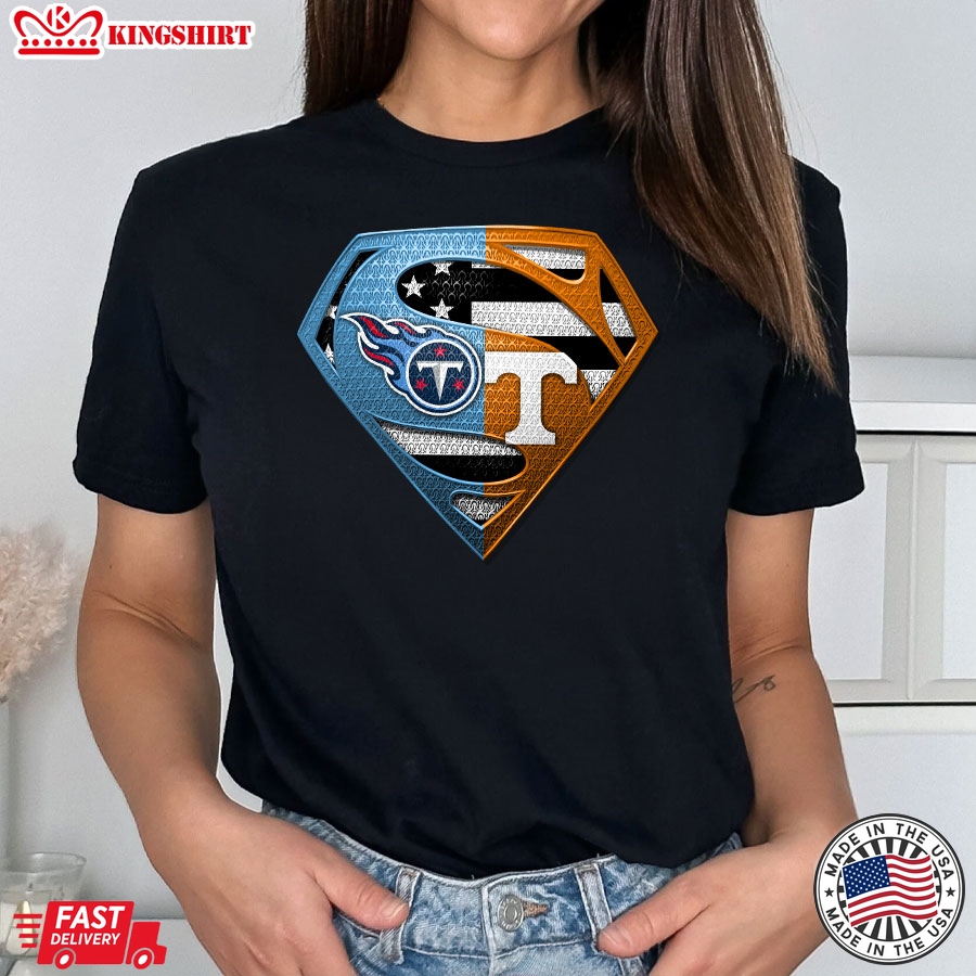 Tennessee Titans And Tennessee Volunteers Superman T-Shirt