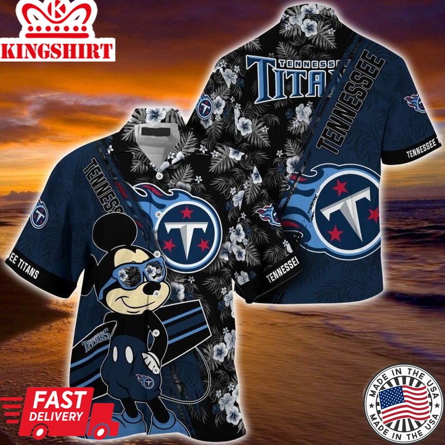 Tennessee Titans NFL Summer Hawaiian Shirt Mickey And Floral Pattern