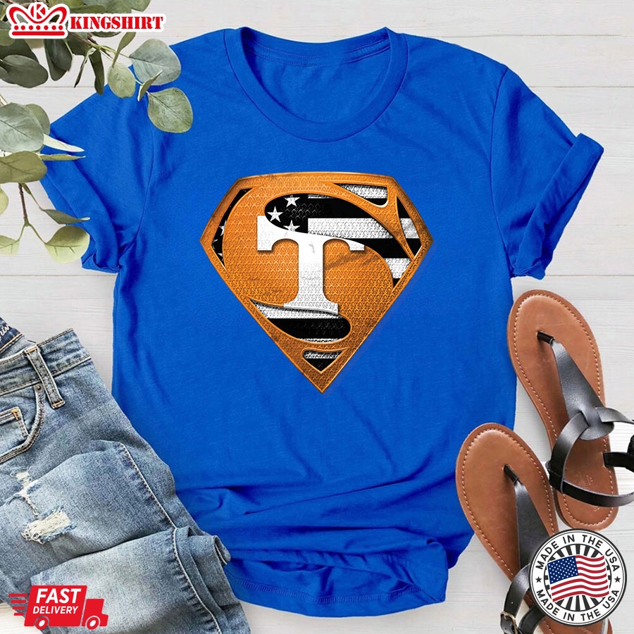 Tennessee Volunteers Superman American Flag The 4th Of July T-Shirt