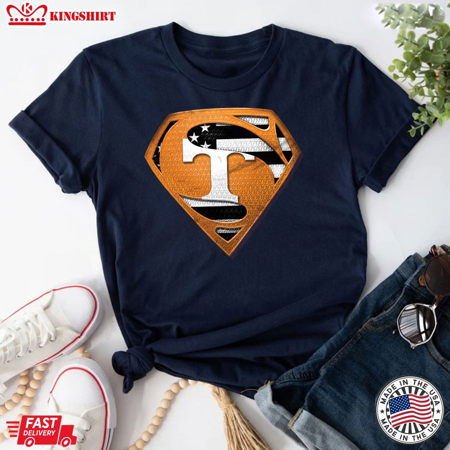 Tennessee Volunteers Superman American Flag The 4th Of July T-Shirt