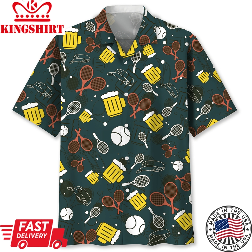 Tennis With Beer Trendy Hawaiian Shirt