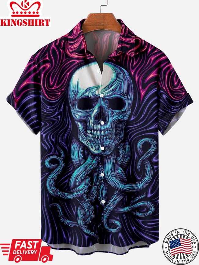 Tentacles of Doom: Cthulhu Octopus Skull Hawaiian Shirt