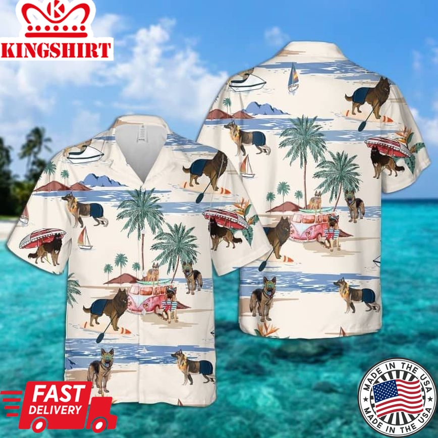 Tervuren Summer Beach Trendy Hawaiian Shirt, Dog Beach Short Sleeve Trendy Hawaiian Shirt