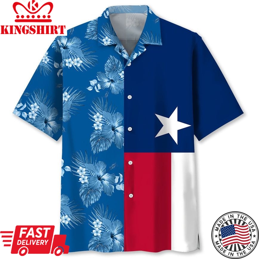 Texas Blue Floral Trendy Hawaiian Shirt