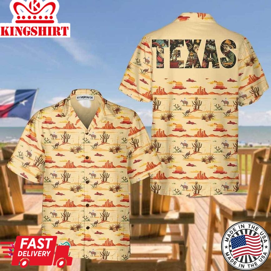 Texas Cowboy Cactus Texas Hawaiian Shirt, Vintage Texas Shirt For Texas Lovers