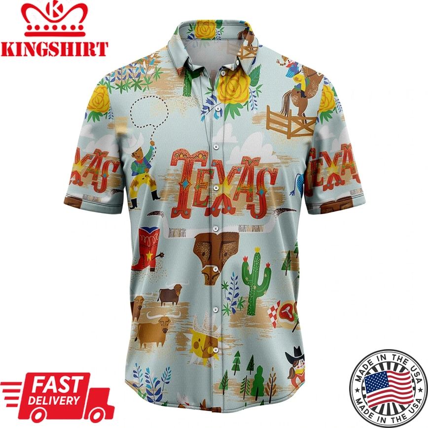 Texas Cowboy Trendy Hawaiian Shirt, Summer Gift, Trendy Hawaiian Shirts For Men, Aloha Beach Shirt