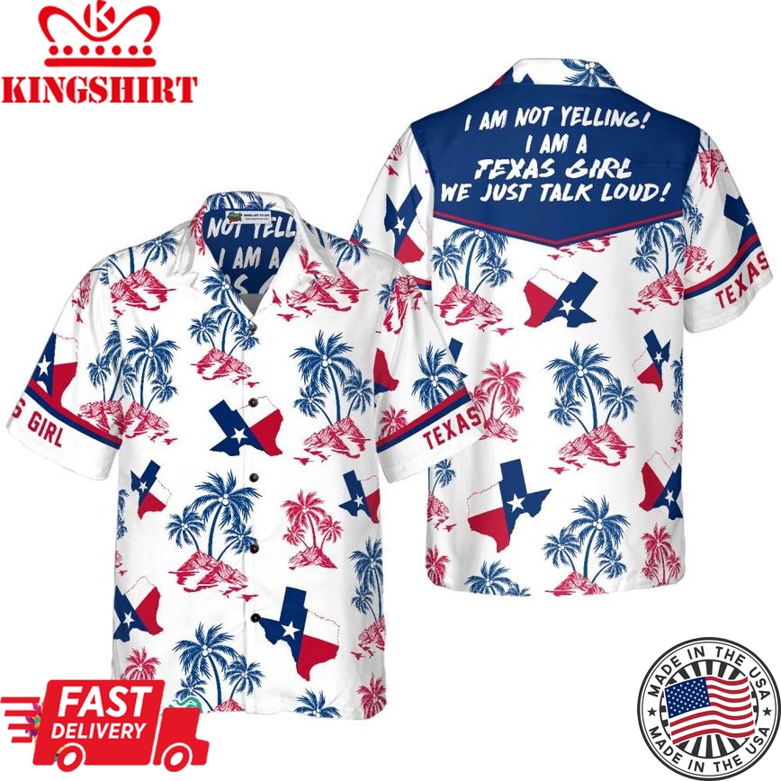 Texas Flag And Palm Tree Pattern Texas Girl Shirt, Patriotic Texas Hawaiian Shirt For Men And Women, Proud Texas Shirt