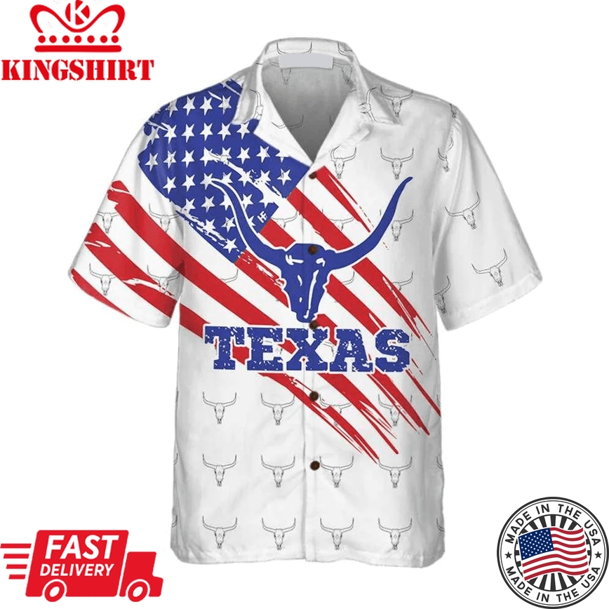 Texas Flag Longhorn Pattern Trendy Hawaiian Shirt, Unique Texas Shirt, Gift For Texas Lovers