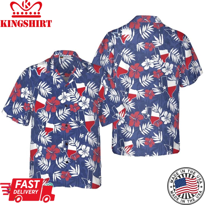 Texas Flag Tropical Seamless Pattern Usa Hawaiian Shirt