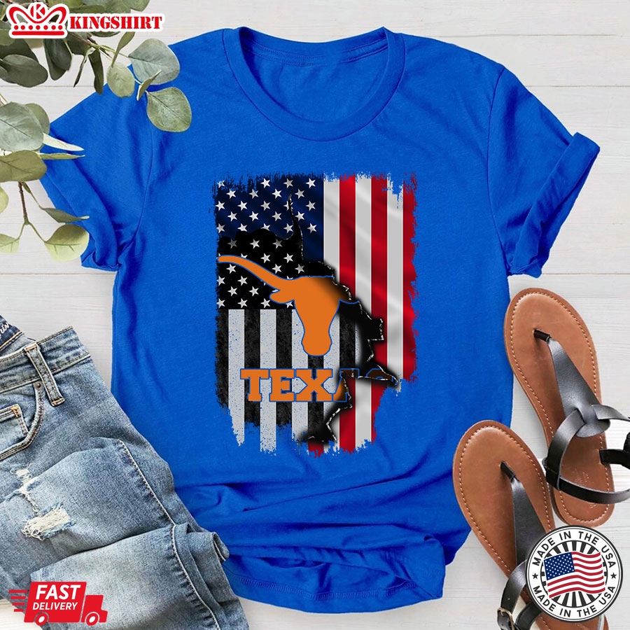 Texas Longhorns Inside Flag American Flag T-Shirt