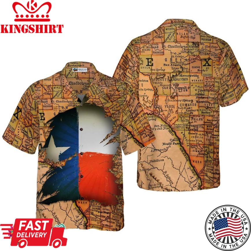 Texas Map Vintage Texas Hawaiian Shirt, Unique Texas Shirt For Texas Lovers