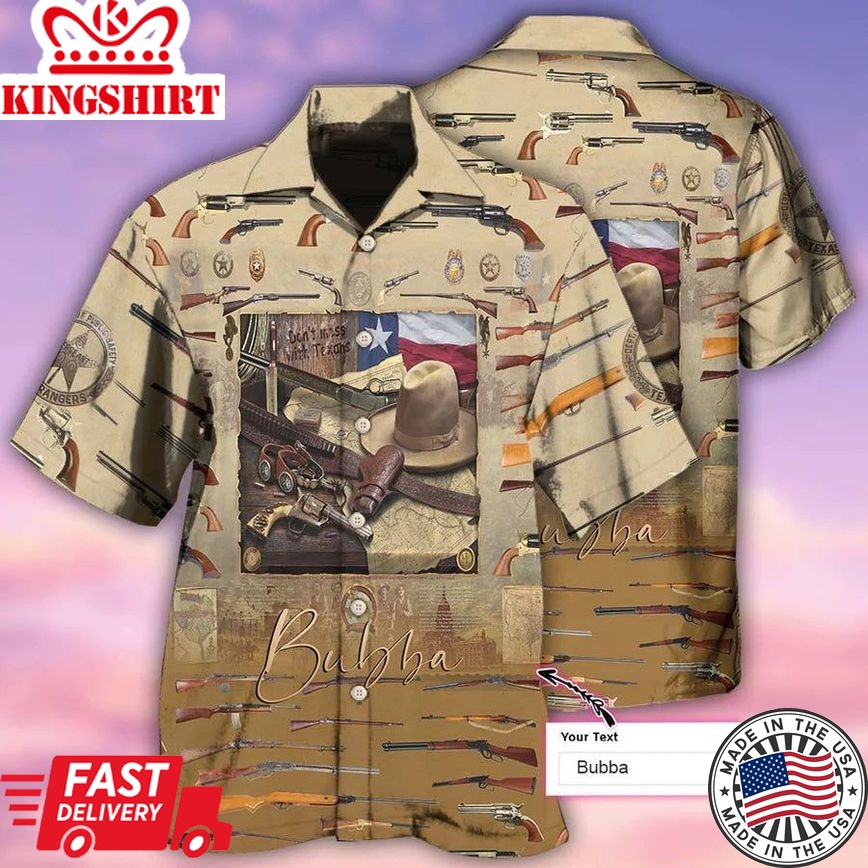 Texas Peace Life Gun Style Personalized Hawaiian Shirt